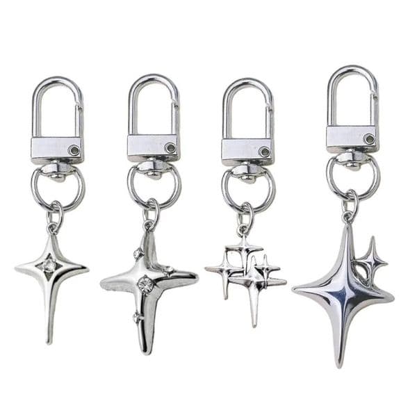 94PB Metal Hollow Star Keychain Moon Keyring Bag Pendant Jewelry Accessories for Women Men Backpack Ornament Car Key Rings 250722