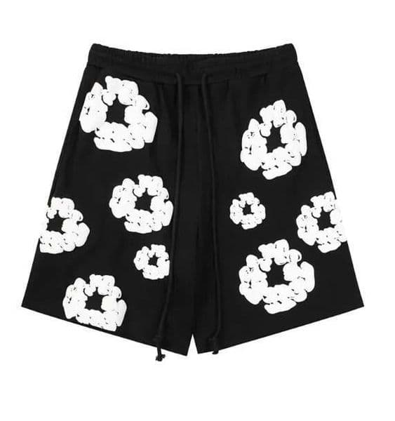 Desnim tshirts printed foam sports pants Harajuku Y2K Denim Baggy Trendy Foaming Puff Flower Shorts Men Women Cotton Wreath shorts d9f