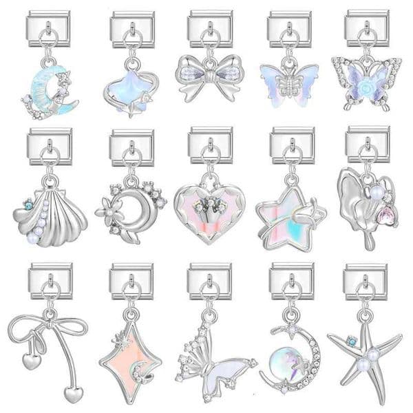 2K Charm Shell Butterfly Star Moon Cherry Italian Charm Links Fit Iam Bracelet Stainl Steel DIY Jewelry Making Birtay Gift XJ250726