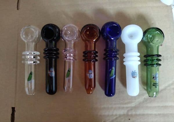 Hookahs Colored three-wheel printed glass pipe Wholesale Glass Hookah, Glass Water Pipe Fittings,