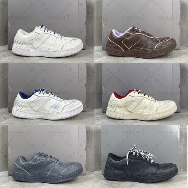 Designer Men Women Hamptons Worn Out Trainers White Grey Black Cowskin Polyester Shoe Upper Rubber Sole Casual shoes Scribbled laces Size 36-45