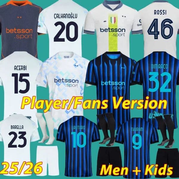 Internazionale Jersey 25 26 Soccer Shirt Marcus Thuram Petar Sucic Federico Dimarco Henrikh Carlos Augusto Piotr Zielinski Yann Bisseck Davide Frattesi Player