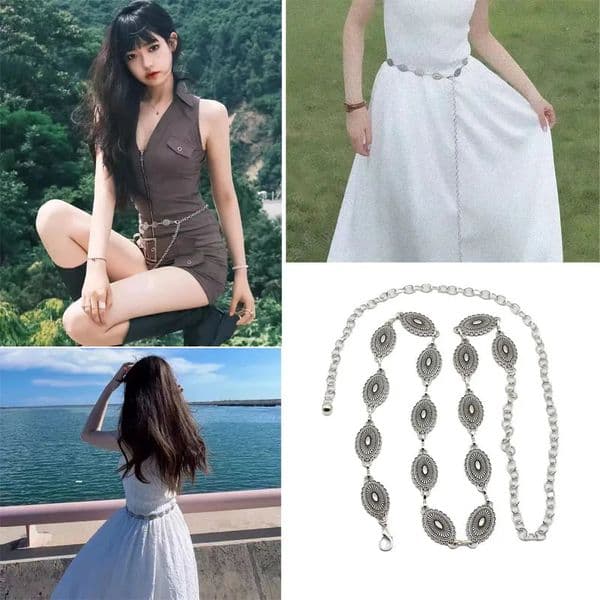 Vintage Chain Belt Summer Dress Skirt Boho Belt Versatile Sweater Chain Waist Seal Retro Fashion Decoration Belts for Women 250722