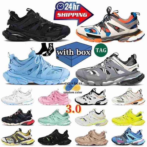 With Box Designer Track 3 30 shoes Luxury sneakers for mens womens shoe casual sport White Black Green Pink Blue Grey Platform Runners Tracks trainers size 3645