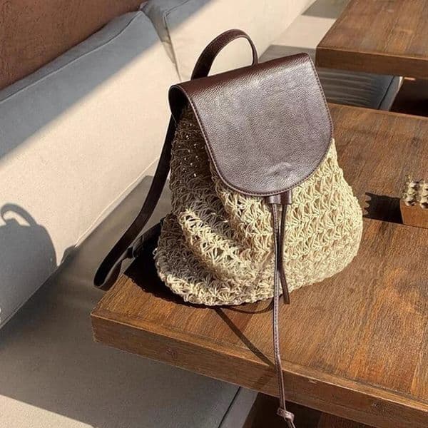 Womens Summer Boho Straw Backpack Hollow Shoulder Hobo Bag Crochet Woven Travel Beach Knitted Bag 250723
