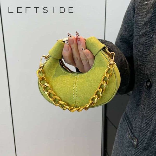 Luxurious designer LEFTSIDE Mini PU Leather Saddle Shoulder Bag for Women 2024 Winter New Trend Y2K Handbags and Purses Females Crossbody Bags