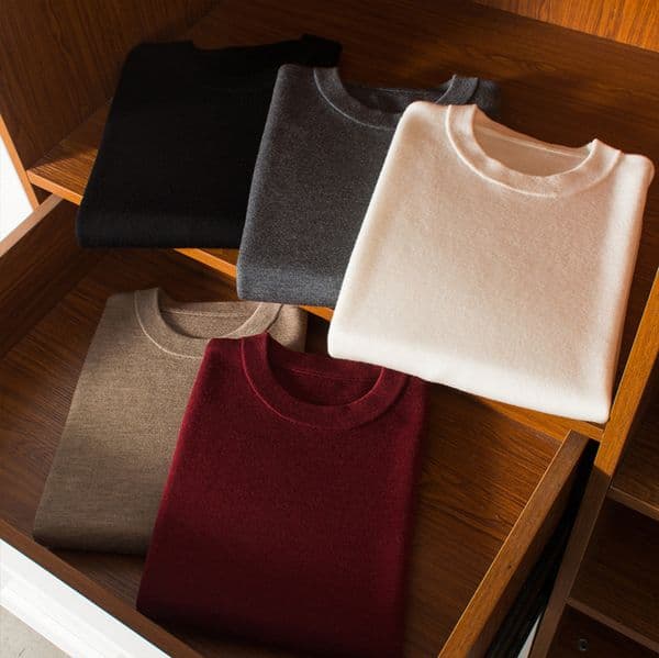 262 Men Wool Sweater Four-pin Thick Warm Round Neck Autumn and Winter Bottoming Knitted