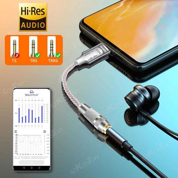 3.5mm Audio Interface Type C to CB1200AU DAC HiFi Headphone Amplifier Audio Decoder IEM AMP Smartphone Adapter X2507261