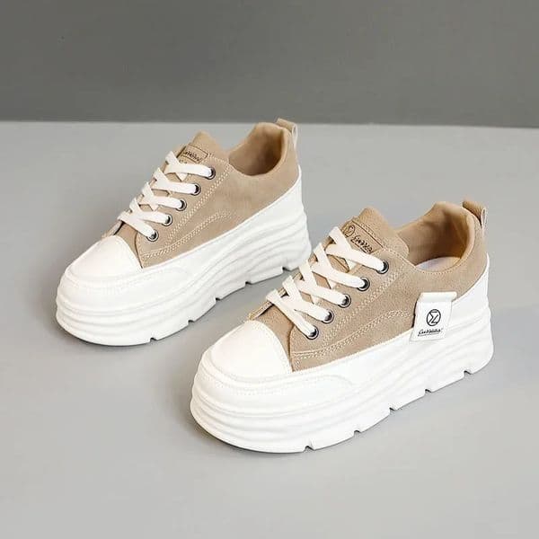Shoes for Women Autumn Trend Woman Flats Shoes Chunky Lace-up Soft-sole Casual Sneakers Female Vulcanized Shoe Walking Shoe 250725BJ