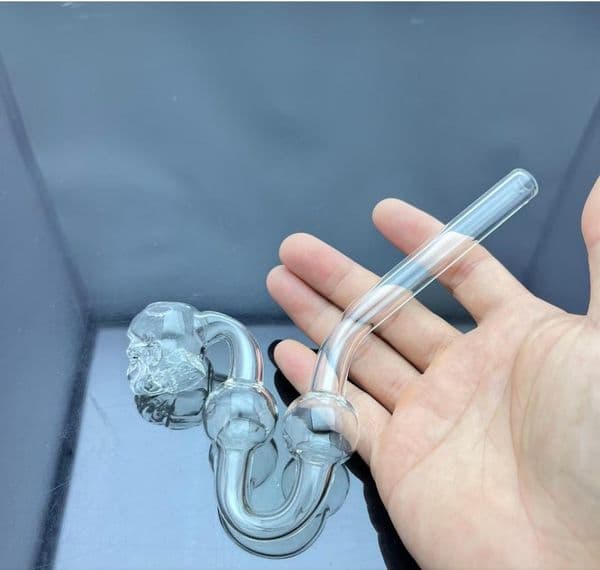 Europe and Americaglass pipe bubbler smoking pipe Classic transparent double-bubble bone smoking set