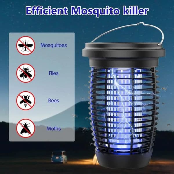 Solar Bug Zapper 2-in-1 Mosquito Killer Lamp Indoor 4500V Fly Zapper Outdoor Solar Powered with Rechargeable Insect Fly Trap 250721