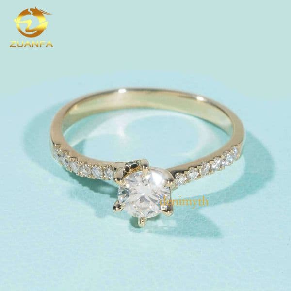 GRA Verified 14k Real Gold Wedding Bridal Women Gift Jewelry Gorgeous 5mm Flawless Moissanite Dia Engagement Band Ring