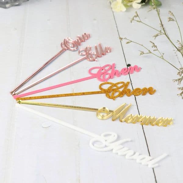 Party Supplies Personalized Swizzle Sticks Table Centerpiece Bridal Shower Custom Mirror Gold Drink Stirrers Stir Stick Wedding Decor