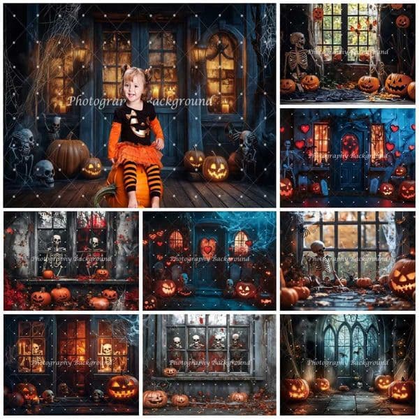 Horror Halloween Backgrounds For Photographs Weird Skeletons Spider Web Terrifying Halloween Decorations Photography Backdrop X250728