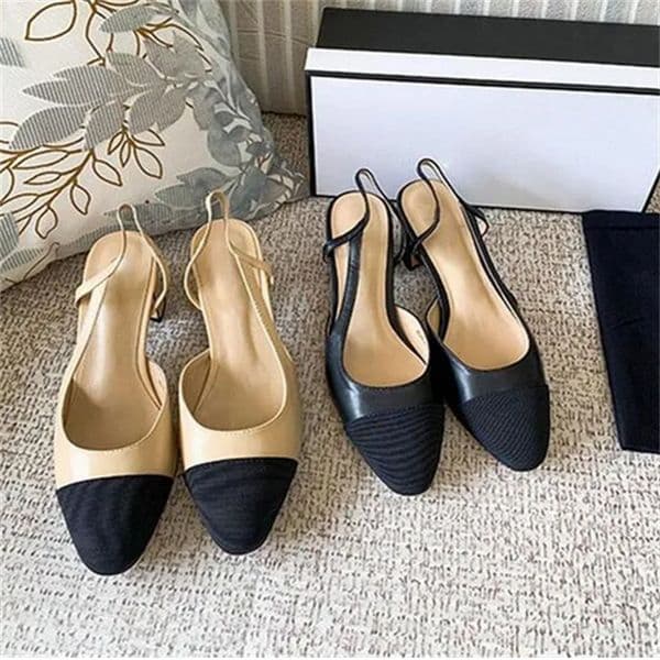 Designer heels ballet flats shoes High-heeled shoe Dress shoes women black Flat boat shoe Luxury Lady leather Loafers Genuine Slingback 35-42