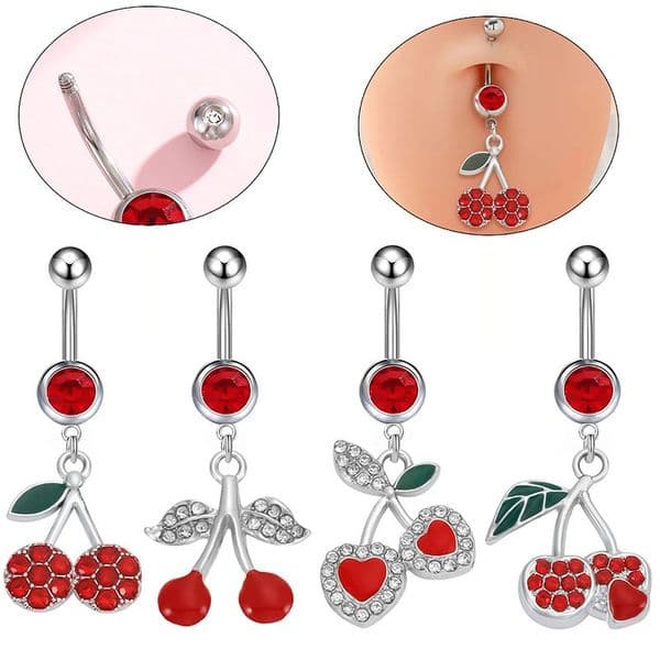 Red Cherry Navel Pendant Pierced Jewelry Buckle Q260529