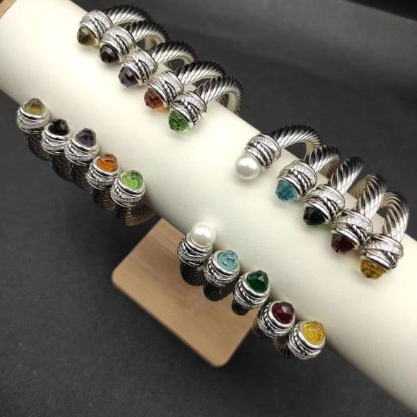 7mm bracelet Charm Cuff Vintage Rotating diamond studded Jewlery Designer For Women Men Twisted Wire No Fade Pearl Cable Popular fashion Bracelet