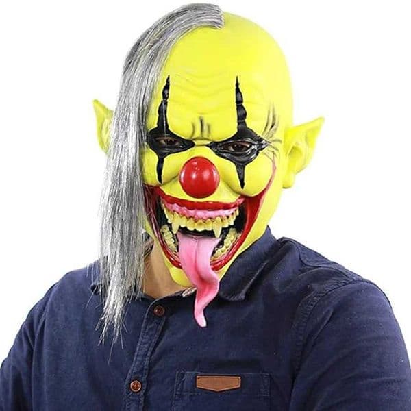 Halloween Mask - Green Horror Clown Mask with Hair Terrifying Halloween Costume Face Mask for Adults Party DisguiseXJ250728