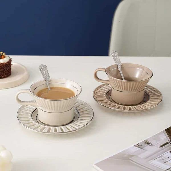 Luxury Ceramic Coffee Cup Dish Nordic Home Makeup Coffee Cup Set High Beauty Afternoon Tea Cup Water Cup X250728