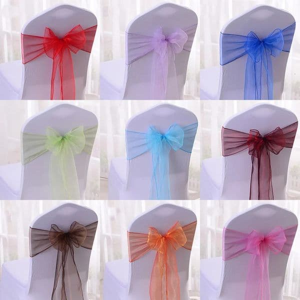 50100pcs High Quality Sash Organza Chair Sashes Wedding Chair Knot Decoration Chairs Bow band Belt Ties For Banquet Weddings 250725BJ