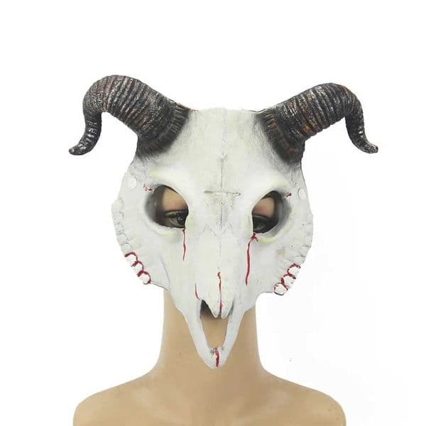 Demon Mask Halloween Masquerade Horror Sheep Skull Horn Head Mask Ram Horn Goat Skull Mask Halloween Party Cosplay Costume Decor XJ250728