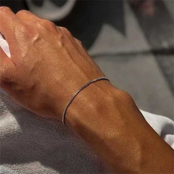 Hip Hop Stainless Steel Cuban Chain Bracelet For Women 3 5 7 mm Simple Stainless Steel Men Bracelet in Gold Color Jewelry W250728
