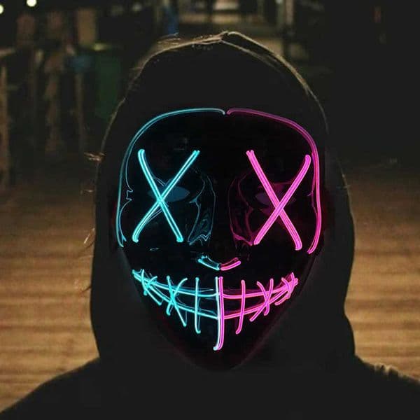 Wireless Mixed Colors Halloween Glowing Scary Face Mask Luminous LED Purge Mask Horror Light Up Mask Adult Cosplay Props Costume T250728