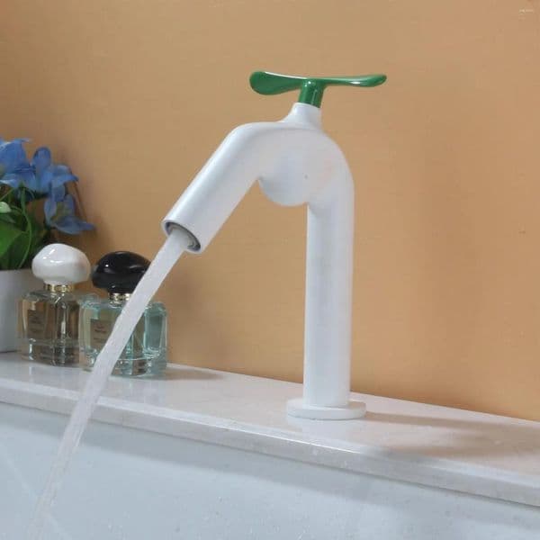 Bathroom Sink Faucets Basin Faucet And Cold Single Lever Brass White Green Mixer Decked