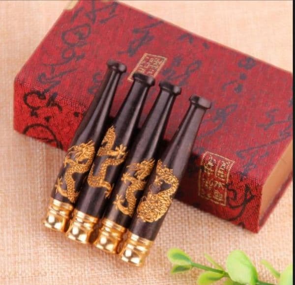 Oak pull rod filter cigarette holder small black sandalwood carved wood pipe holder manufacturer direct sales of new products hot