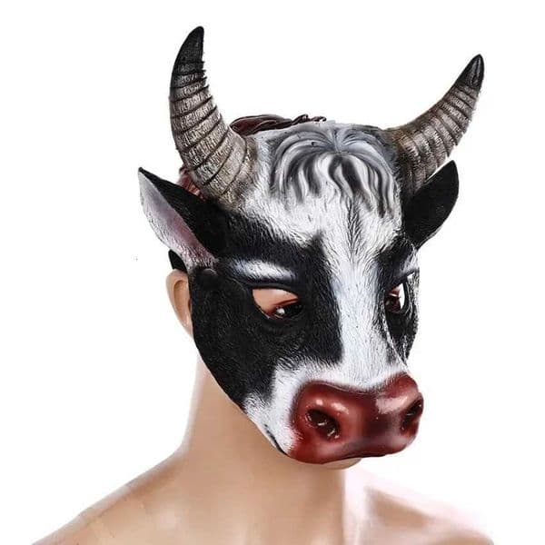 3D Restic Animal Cow Head Mask Carnival Easter Party Performance Prop Half Face PU Foam Halloween Mask Cosplay Mask W250728