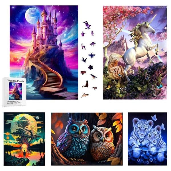 Paintings A3 A4 A5 Wooden Puzzle For Adults Children Wood DIY Animal Shaped Holiday Gift Jigsaw Family Game Fun Jigsaws