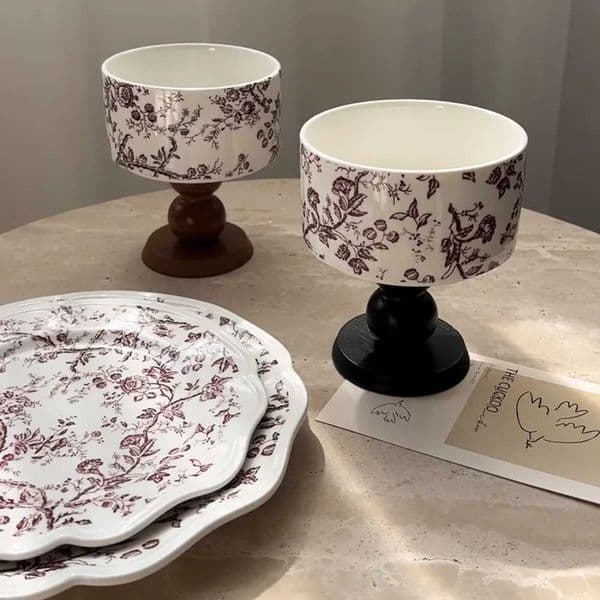Livetai Ceramic Bowl Plate Medieval Flower Housewarming Gift Ornament Ceramic Bowl Soup Bowl Japanese Bowl X250728
