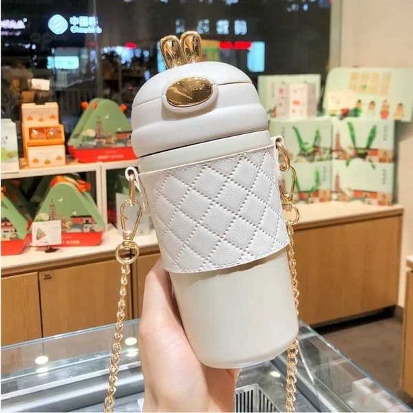 Straw Insulated Cup for Women Exquisite High-End Crossbody Portable Stainless Steel Water Cup X250728