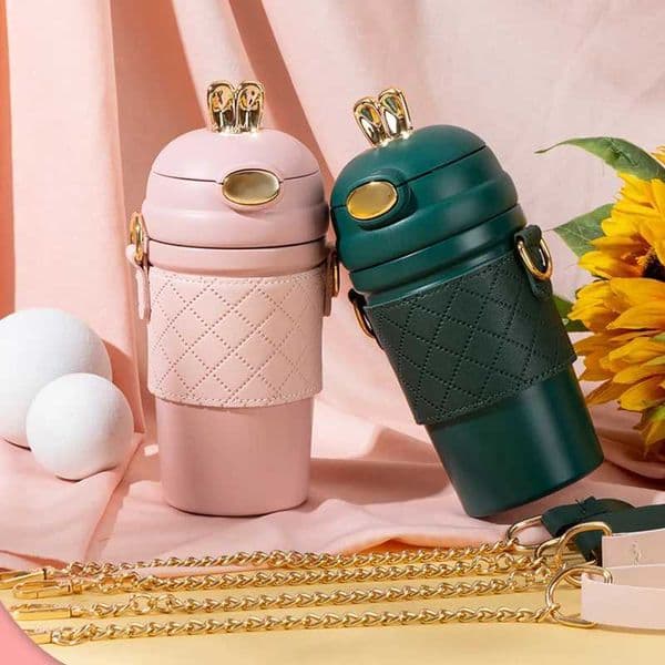 304 Stainless Steel Bouncing Cover Vacuum Flask Coffee Thermos Mug Creative Girls Straw Thermos Cup Water Bottle X250728