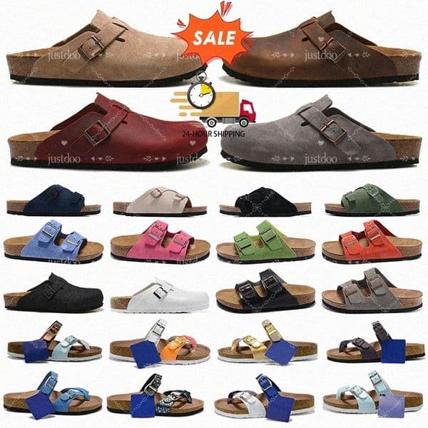Mens Boston Clogs slippers Designer Sandals Sliders Mules Cork Flat Casual Suede Slides Classic Leather Slide Womens Favourite Beach Platform Shoes Birk Sandals