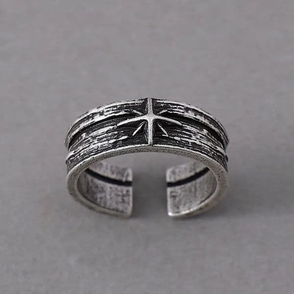 Retro Stary Night Art Ring For Men Silver Color Punk Gothic Adjustable Open Ring Rock Handmade Unisex Jewelry Accessories Gift 250729