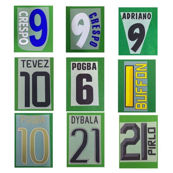 Retro Nameset Del piero buffon tevez pogba marchisio Vialli Crespo Printing Soccer Patch Badge