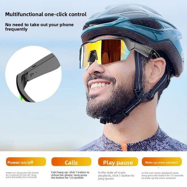 Designer Sunglasses Sports Smart Bluetooth Glasses Cycling Sunglasses Music Playback Call Navigation UV Protection