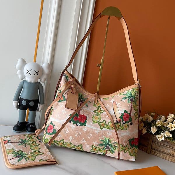 Designer Underarm shoulder Bag Luxury Women satchel Bags Flower pattern handbag Designer Tote Bag Hawaiian Summer style Corduroy 25143
