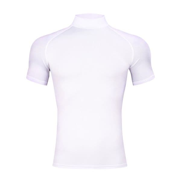 Men Turtleneck Compression T-Shirt Quick Dry Short Sleeve Athletic Top For Gym Running Bodybuilding