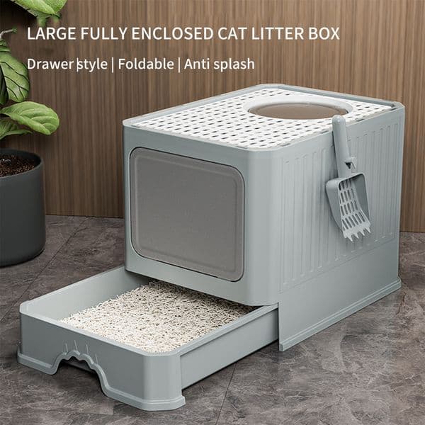 Cat litter box extra large splash proof odor proof cat toilet extra large reinforced thickened drawer fully enclosed pet supplies