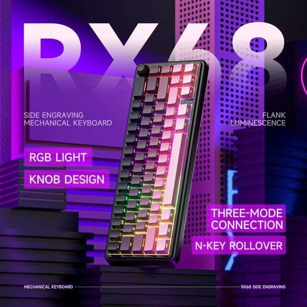 Zifriend Rx68 Mechanical RGB Wireless Bluetooth Three-Mode Hot-Swappable Side-Engraved Gaming Custom Keyboard