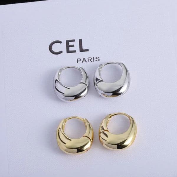 Designer Fashion Hoop Earrings Brand Gold Silver Smooth Circle Arc Huggie Earring Eardrop for Women Lady Party Wedding High Quality Jewelry