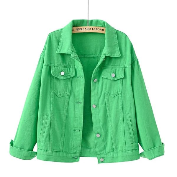 Solid Short Womens Denim Coat Spring Autumn Female Loose Jeans Jacket Purple Student Casual Outwear White Pink Yellow Red Black 250730