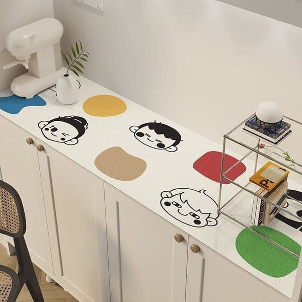Minimalist Style Leather Entryway TV Table Mat Waterproof Oilproof Wash-Free Sideboard Shoe Cabinet Countertop Cover
