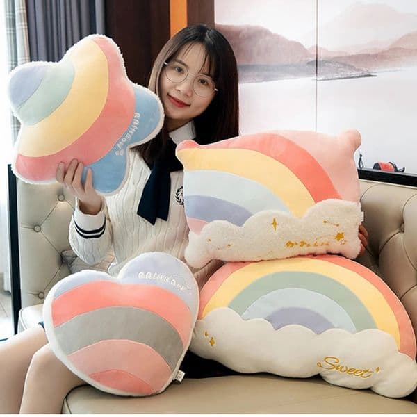 INS Candy Color Cloud Star Plush Pillow Colorful Rainbow Crown Pillow Cushion Sofa Home Decoration Throw Pillow Toy 250729