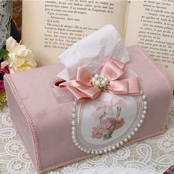 French Napkin Holder Storage Box Cute Coffee Table Tissue Box Home Decoration Desktop Ornaments Blue Italian Velvet Paper Box X250730