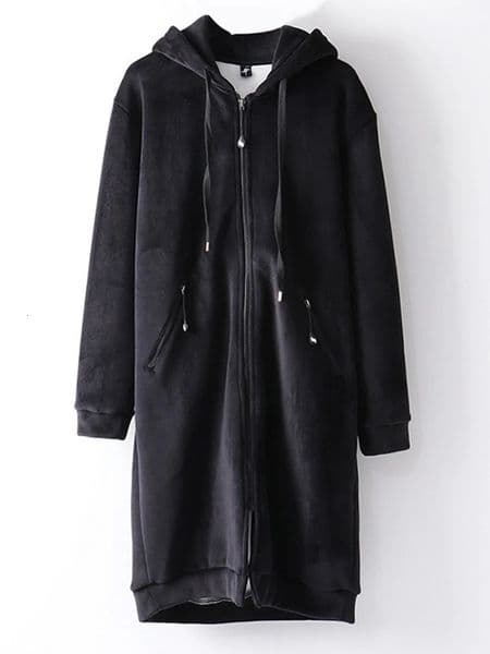 Womens Medium Long Velvet Zipper Jacket Loose Versatile Cardigan Hoodie Spring Autumn Student Black Thickened Coat Top 250730BJ