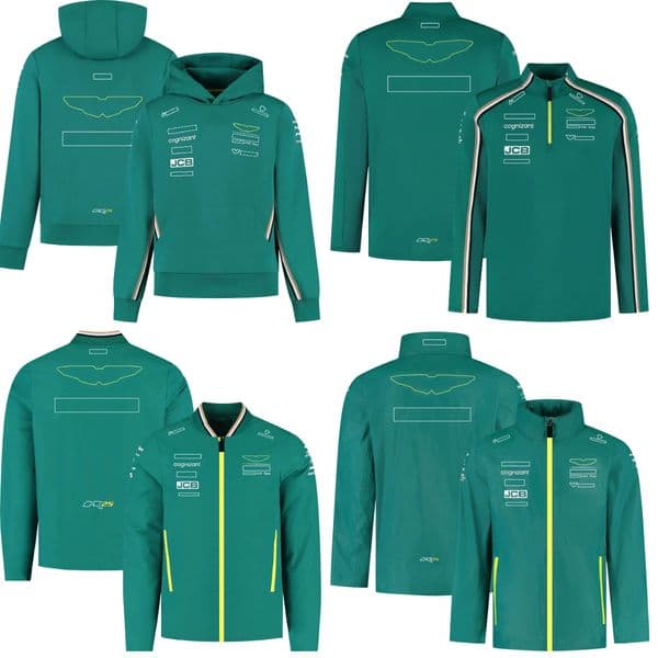 F1 2025 Team Driver Hoodie Formula 1 Driver Green Hoodie Men Sweatshirt New Season Teanwear 1/4 Zip Sweater Full Zip Softshell Jacket