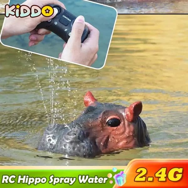 RC Hippopotamus 2.4Ghz Remote Control Boat Spray Water Waterproof Toys Double-Propeller Swimming Pool Toys for Kids Gifts 250729